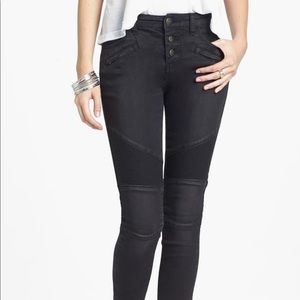 Free People Dark Moto Skinny Jeans